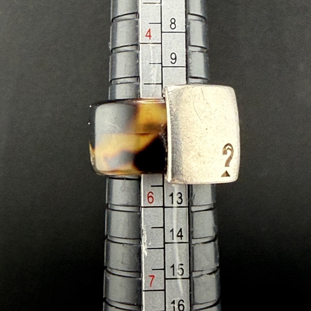 Vintage Band Ring Acrylic Tortoiseshell Question Mark Size 5 - Picture 4 of 9